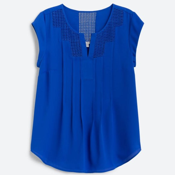 Estefany lace detail split neck blouse Clearance